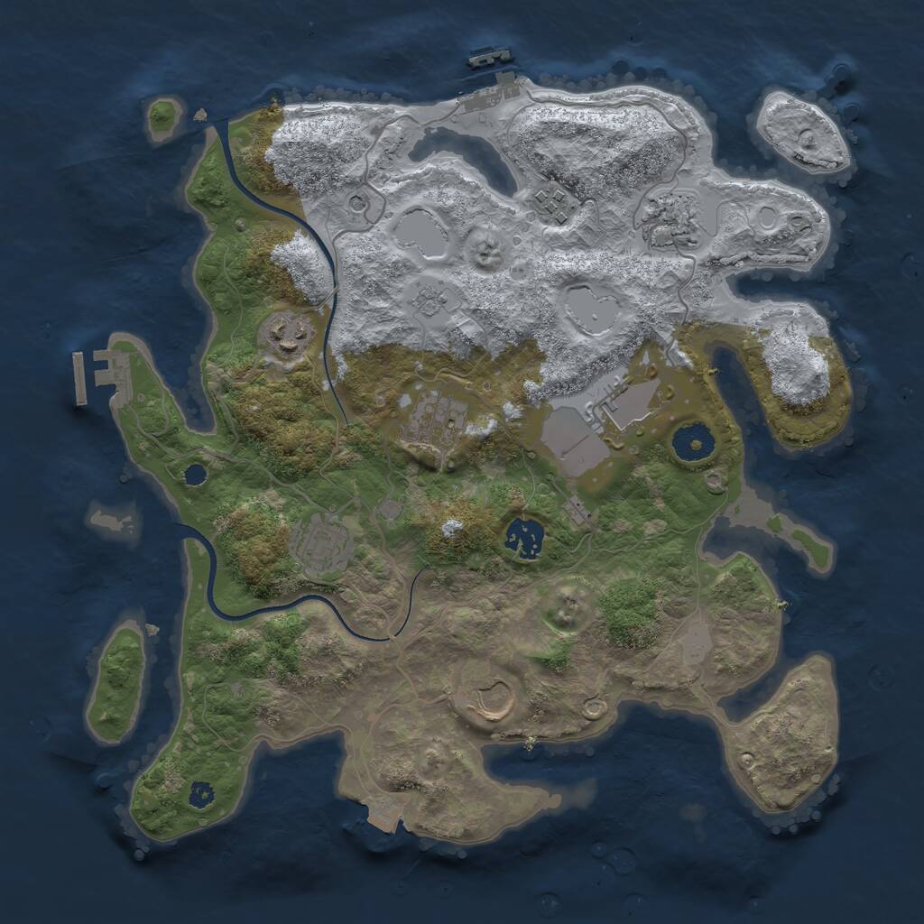 Rust Map: Procedural Map, Size: 3500, Seed: 1288157553, 13 Monuments