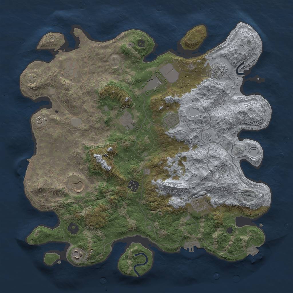 Rust Map: Procedural Map, Size: 3950, Seed: 1801865114, 18 Monuments