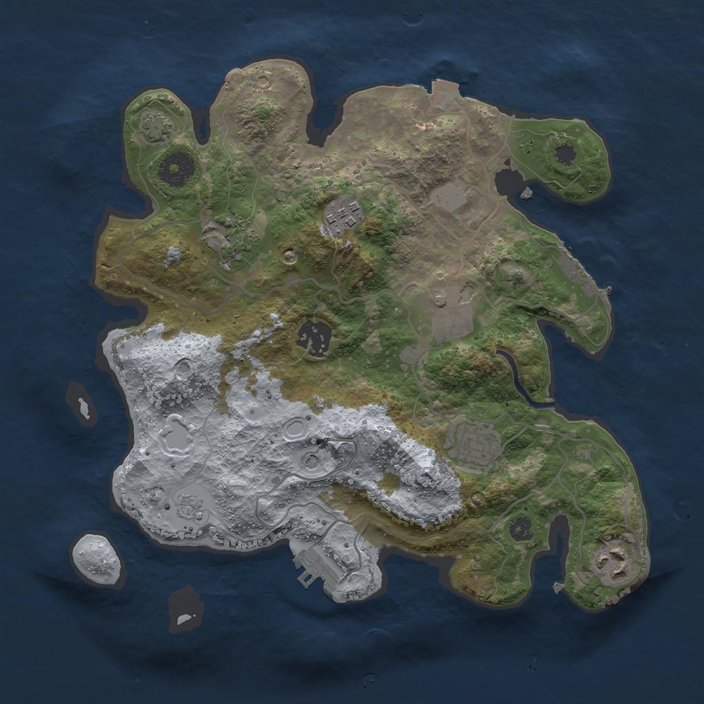 Rust Map: Procedural Map, Size: 3000, Seed: 2107021222, 14 Monuments