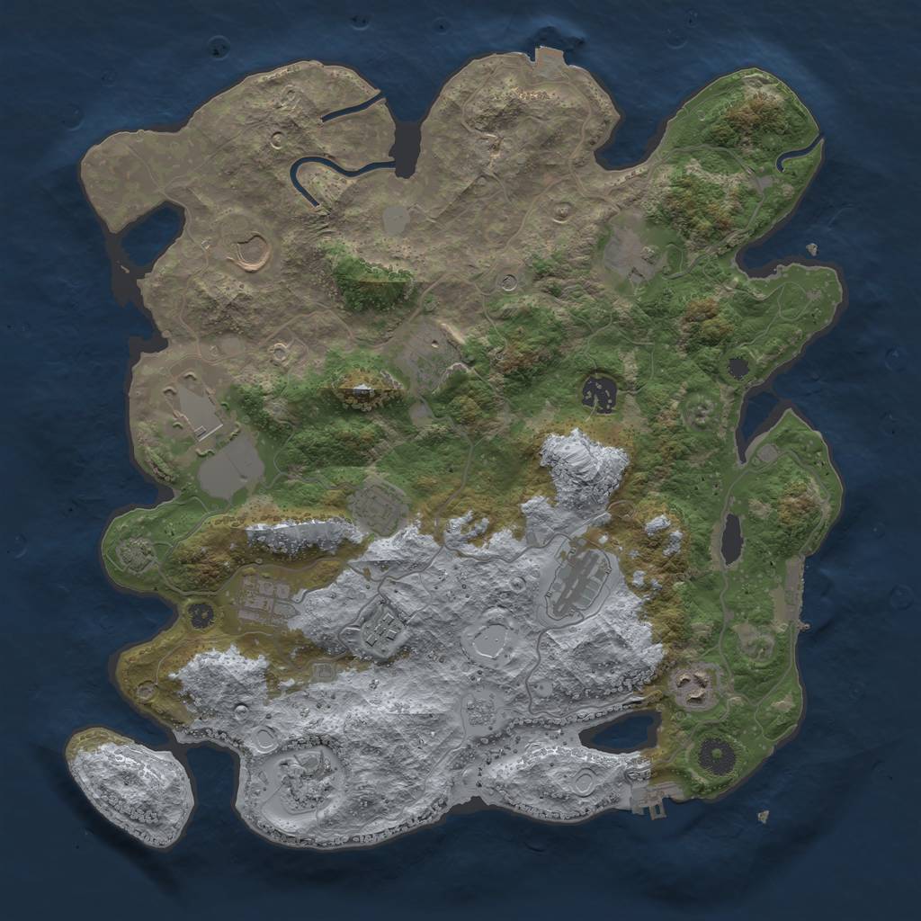 Rust Map: Procedural Map, Size: 3750, Seed: 617916, 19 Monuments