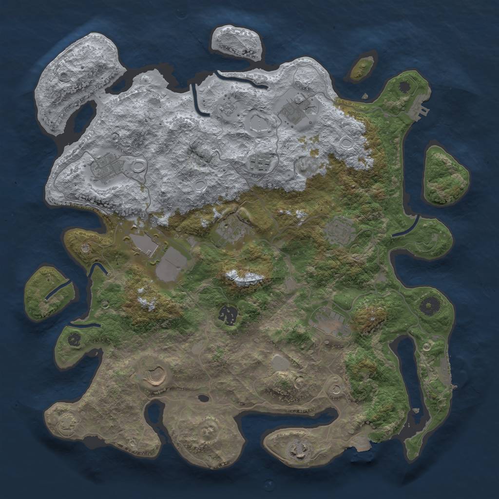 Rust Map: Procedural Map, Size: 3900, Seed: 1716089, 18 Monuments