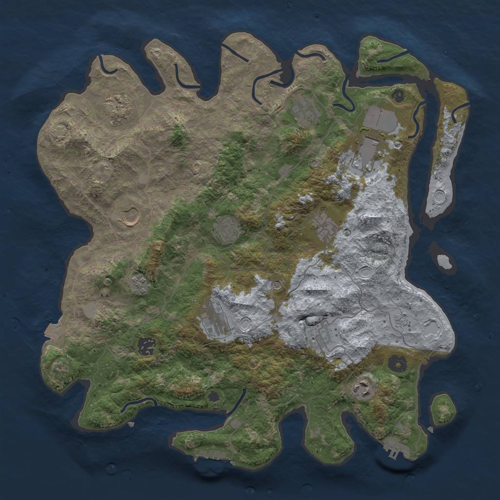 Rust Map: Procedural Map, Size: 4000, Seed: 36927568, 19 Monuments