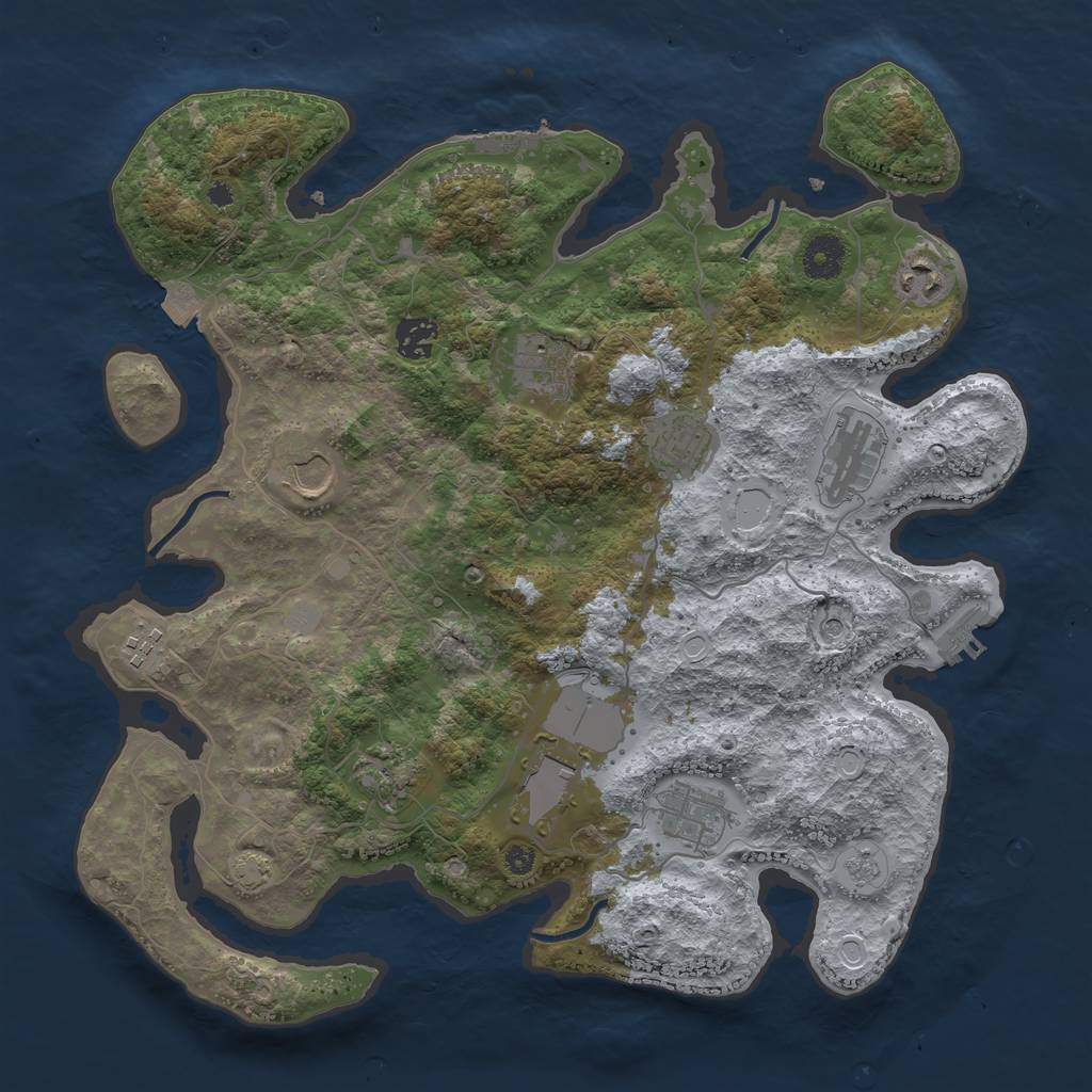 Rust Map: Procedural Map, Size: 3750, Seed: 713400, 18 Monuments