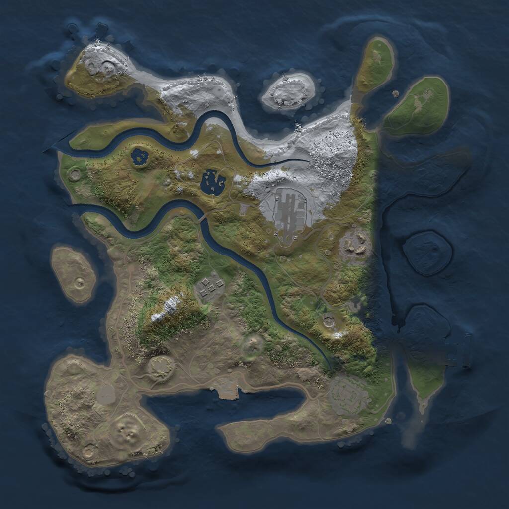 Rust Map: Procedural Map, Size: 3000, Seed: 1637550227, 9 Monuments