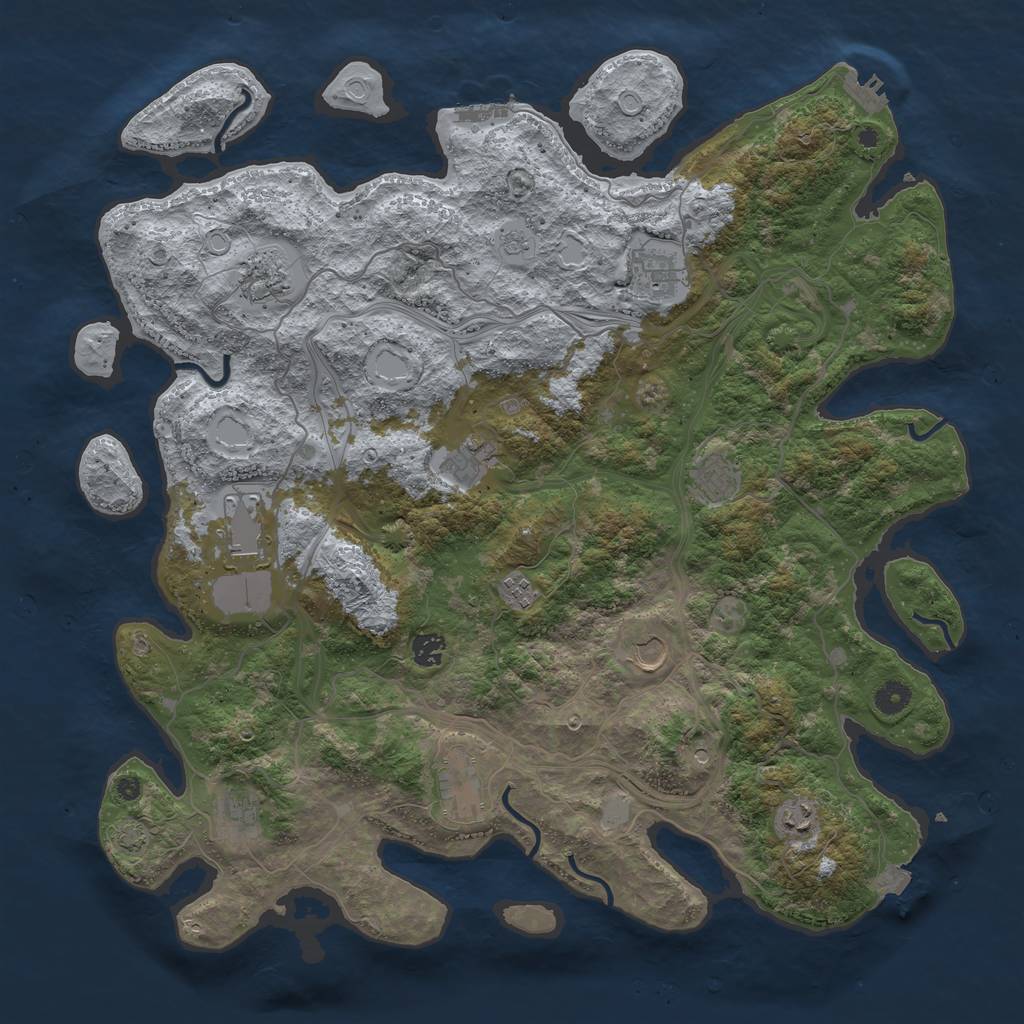 Rust Map: Procedural Map, Size: 4500, Seed: 349680524, 19 Monuments