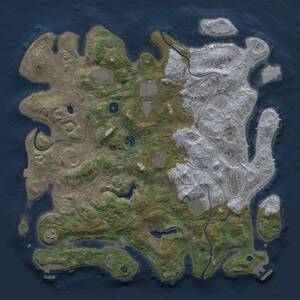 Thumbnail Rust Map: Procedural Map, Size: 4300, Seed: 97531904, 16 Monuments