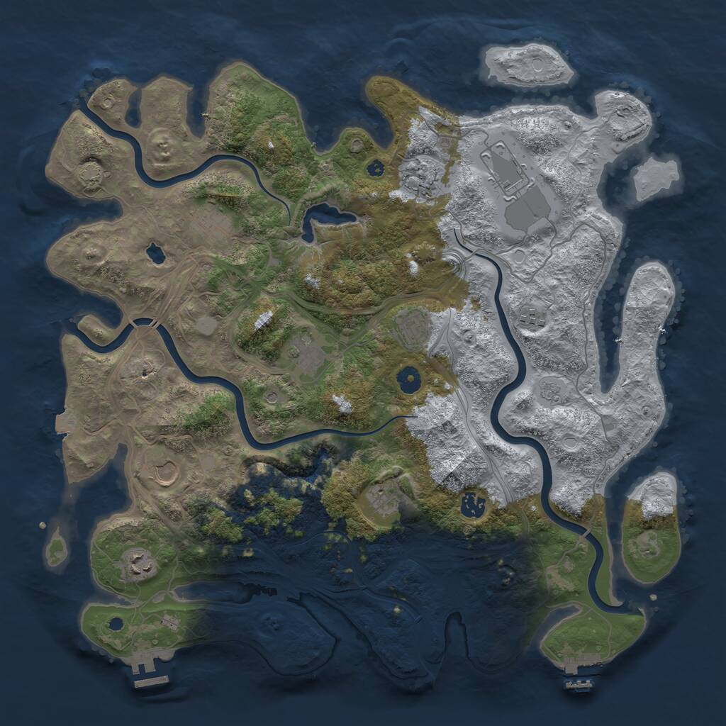 Rust Map: Procedural Map, Size: 4300, Seed: 97531904, 16 Monuments