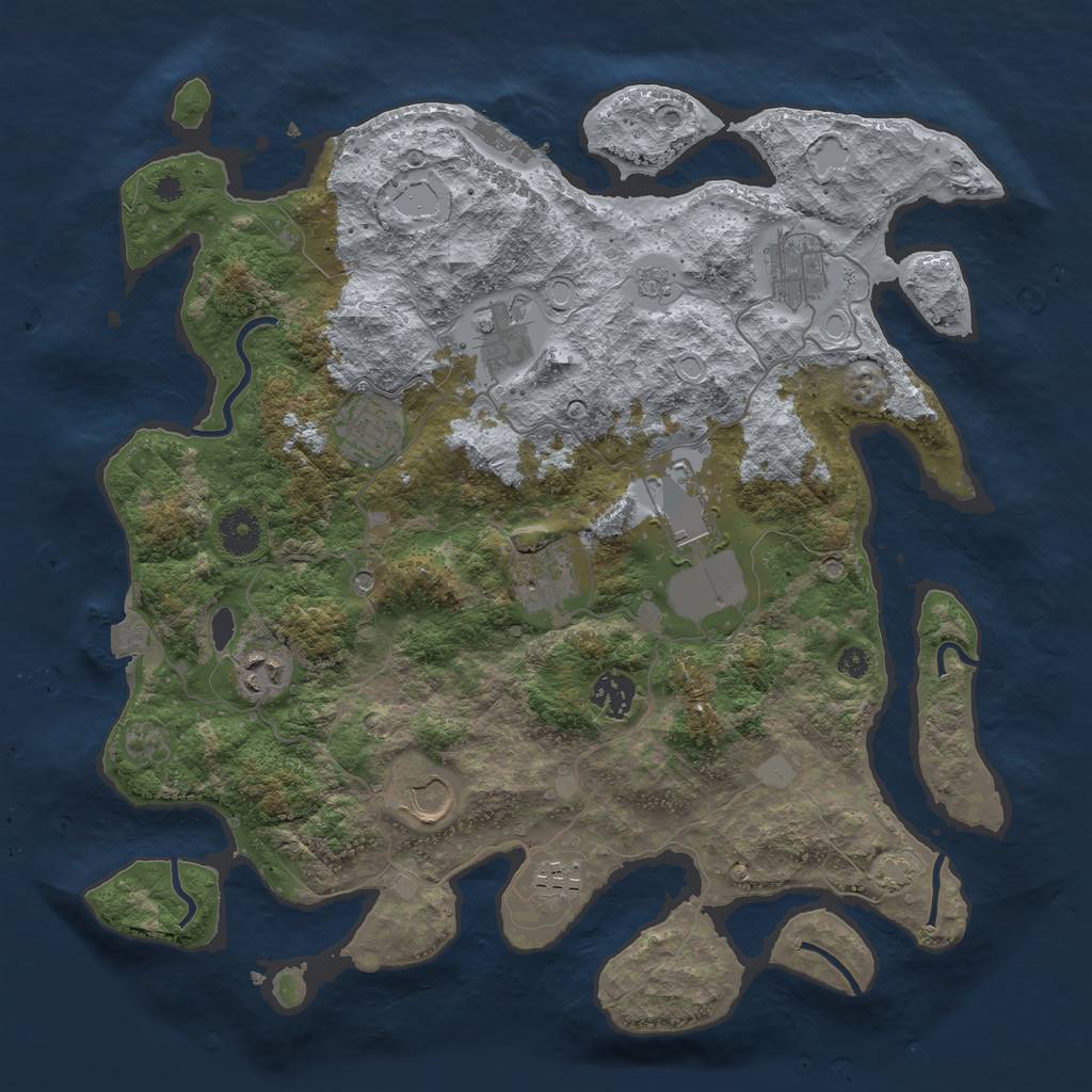 Rust Map: Procedural Map, Size: 3700, Seed: 585313617, 16 Monuments
