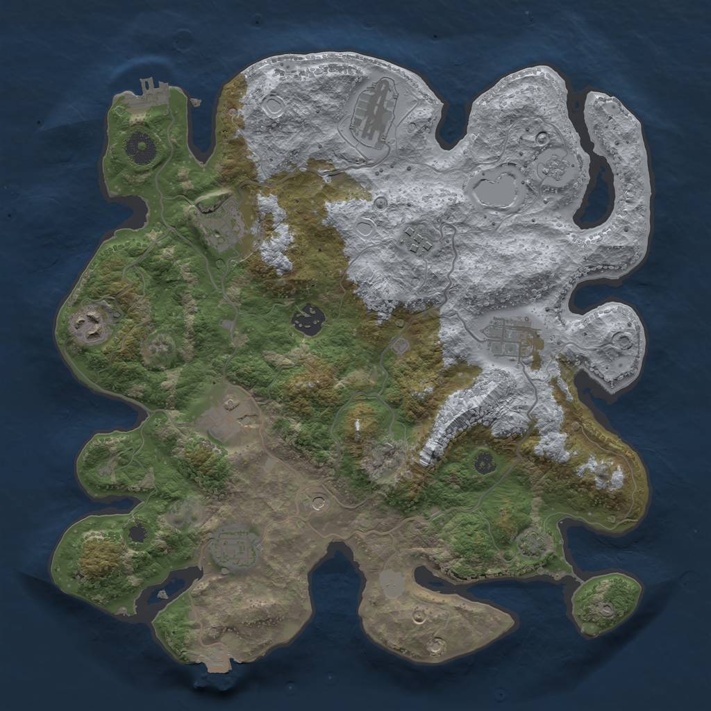 Rust Map: Procedural Map, Size: 3450, Seed: 59696130, 15 Monuments
