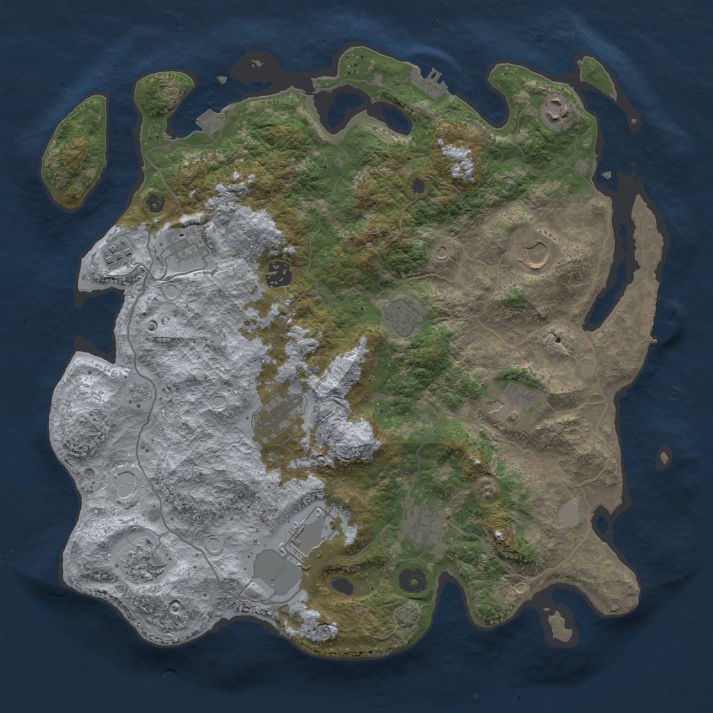 Rust Map: Procedural Map, Size: 4000, Seed: 717300298, 19 Monuments