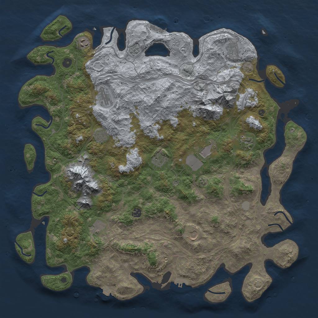 Rust Map: Procedural Map, Size: 5000, Seed: 301123, 19 Monuments