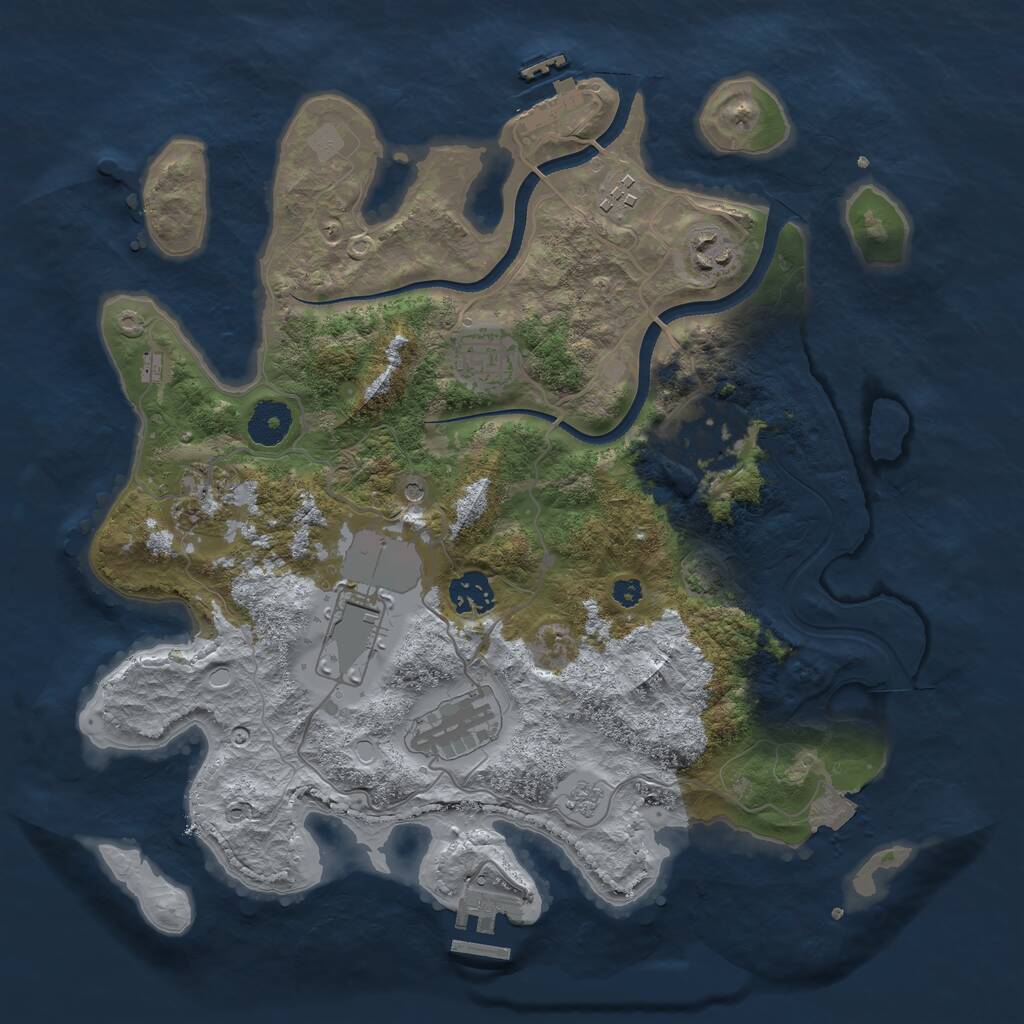 Rust Map: Procedural Map, Size: 3500, Seed: 84565655, 14 Monuments