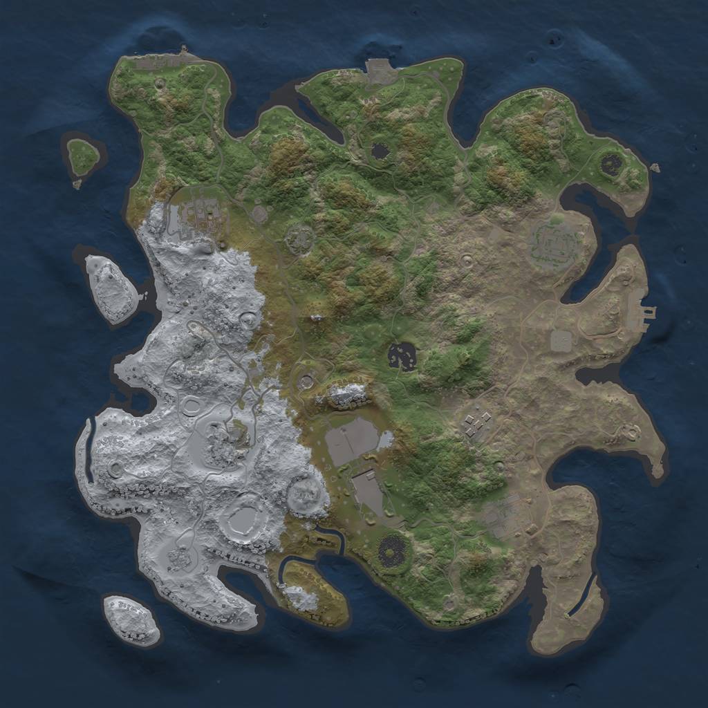 Rust Map: Procedural Map, Size: 3500, Seed: 9261124, 15 Monuments