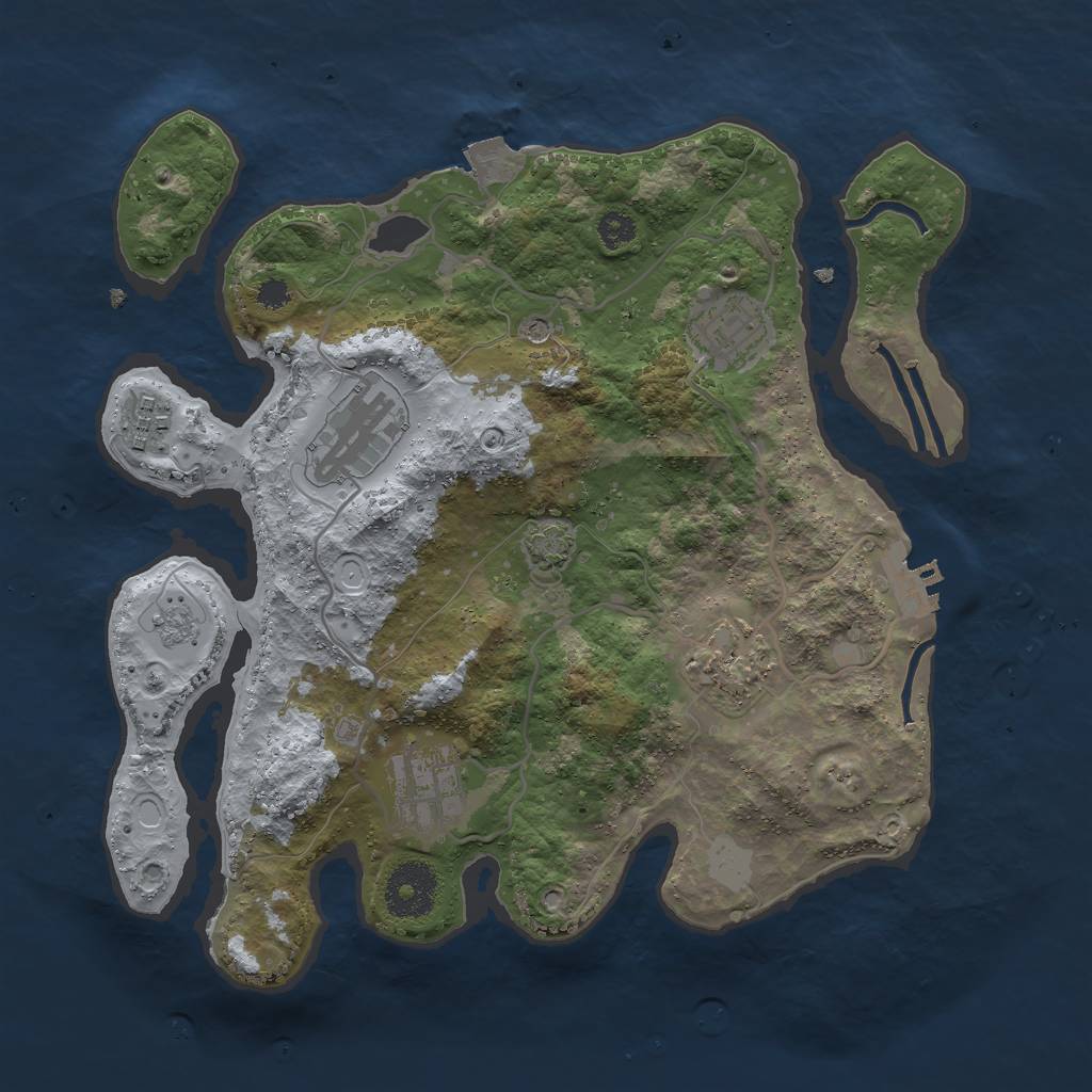 Rust Map: Procedural Map, Size: 3000, Seed: 334075116, 12 Monuments