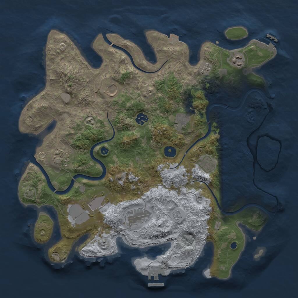 Rust Map: Procedural Map, Size: 3800, Seed: 90554121, 15 Monuments