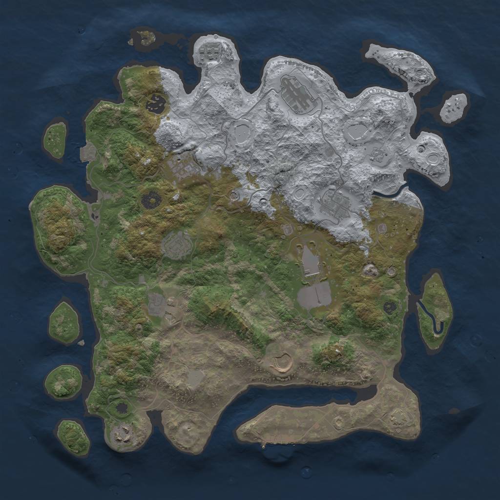 Rust Map: Procedural Map, Size: 3900, Seed: 77379478, 17 Monuments