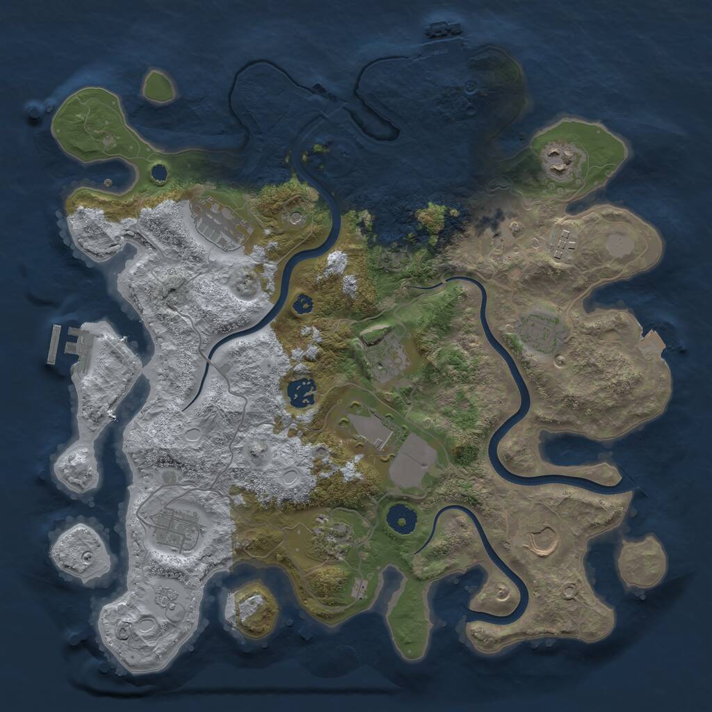 Rust Map: Procedural Map, Size: 3600, Seed: 39208299, 17 Monuments