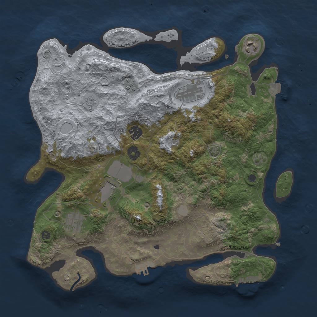 Rust Map: Procedural Map, Size: 3500, Seed: 22458662, 14 Monuments