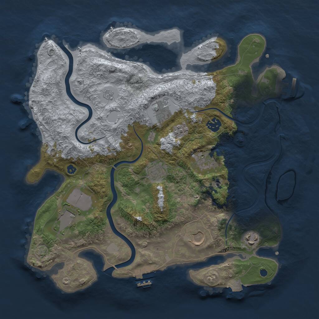 Rust Map: Procedural Map, Size: 3500, Seed: 22458662, 14 Monuments