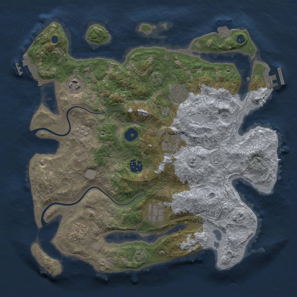 Rust Map: Procedural Map, Size: 3450, Seed: 309166, 13 Monuments