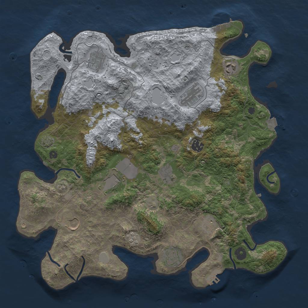 Rust Map: Procedural Map, Size: 3800, Seed: 388185064, 18 Monuments