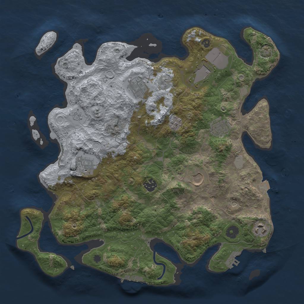 Rust Map: Procedural Map, Size: 3600, Seed: 47564750, 16 Monuments