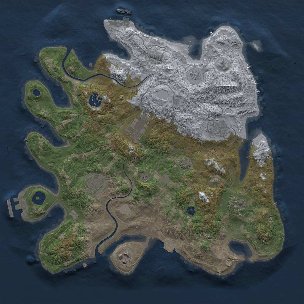 Rust Map: Procedural Map, Size: 3450, Seed: 68878843, 12 Monuments
