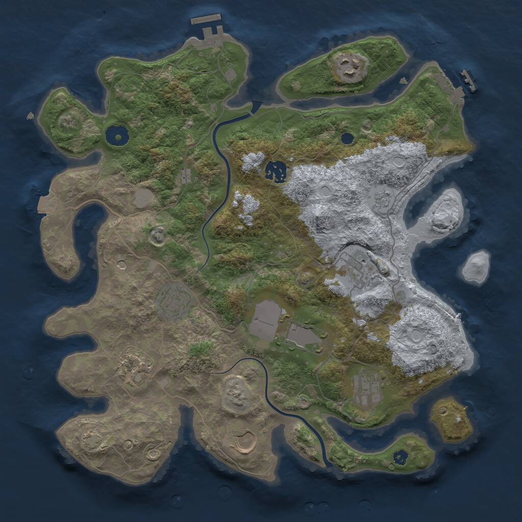 Rust Map: Procedural Map, Size: 3500, Seed: 799381107, 14 Monuments