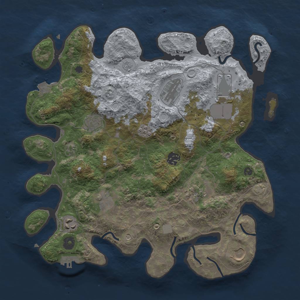Rust Map: Procedural Map, Size: 3500, Seed: 1680111024, 16 Monuments