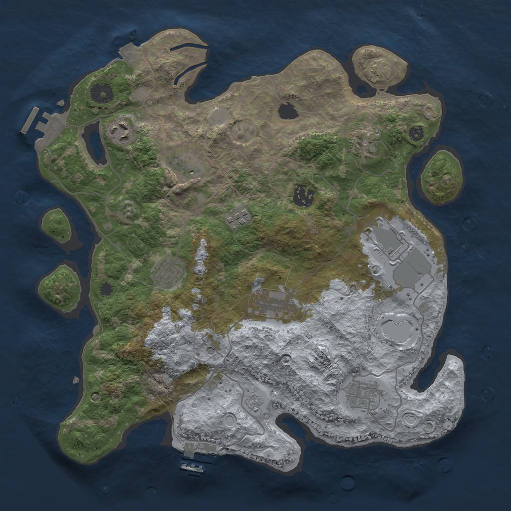Rust Map: Procedural Map, Size: 3500, Seed: 1555916833, 17 Monuments