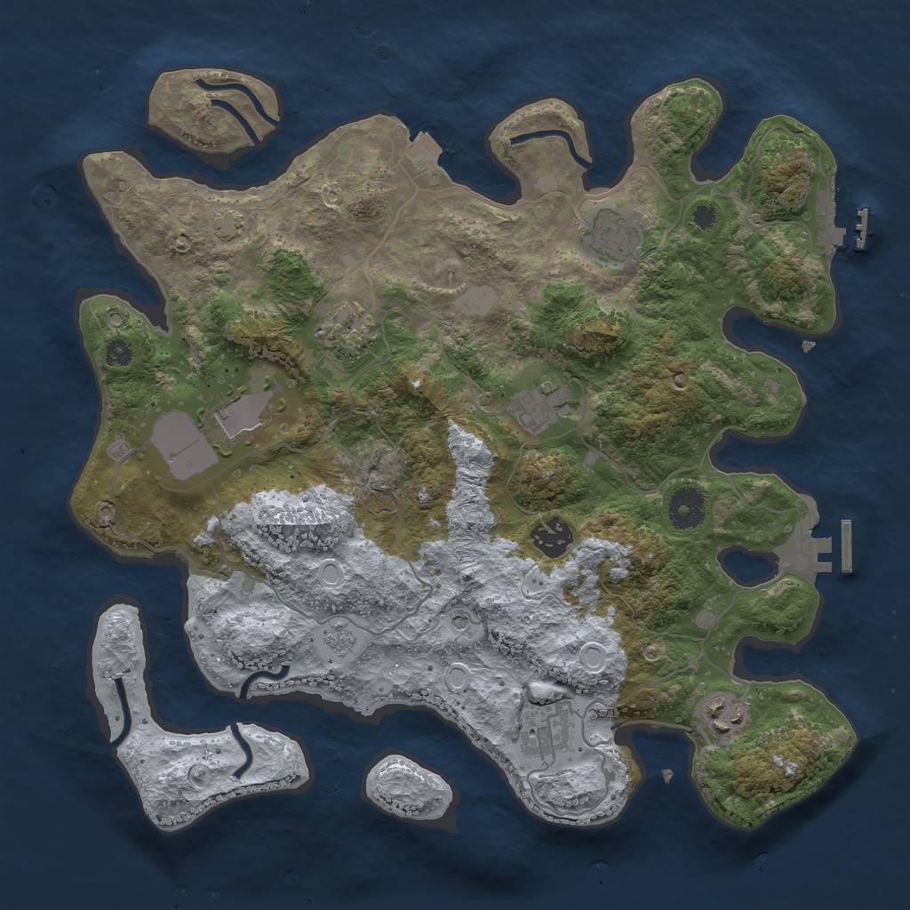 Rust Map: Procedural Map, Size: 3500, Seed: 52623, 15 Monuments