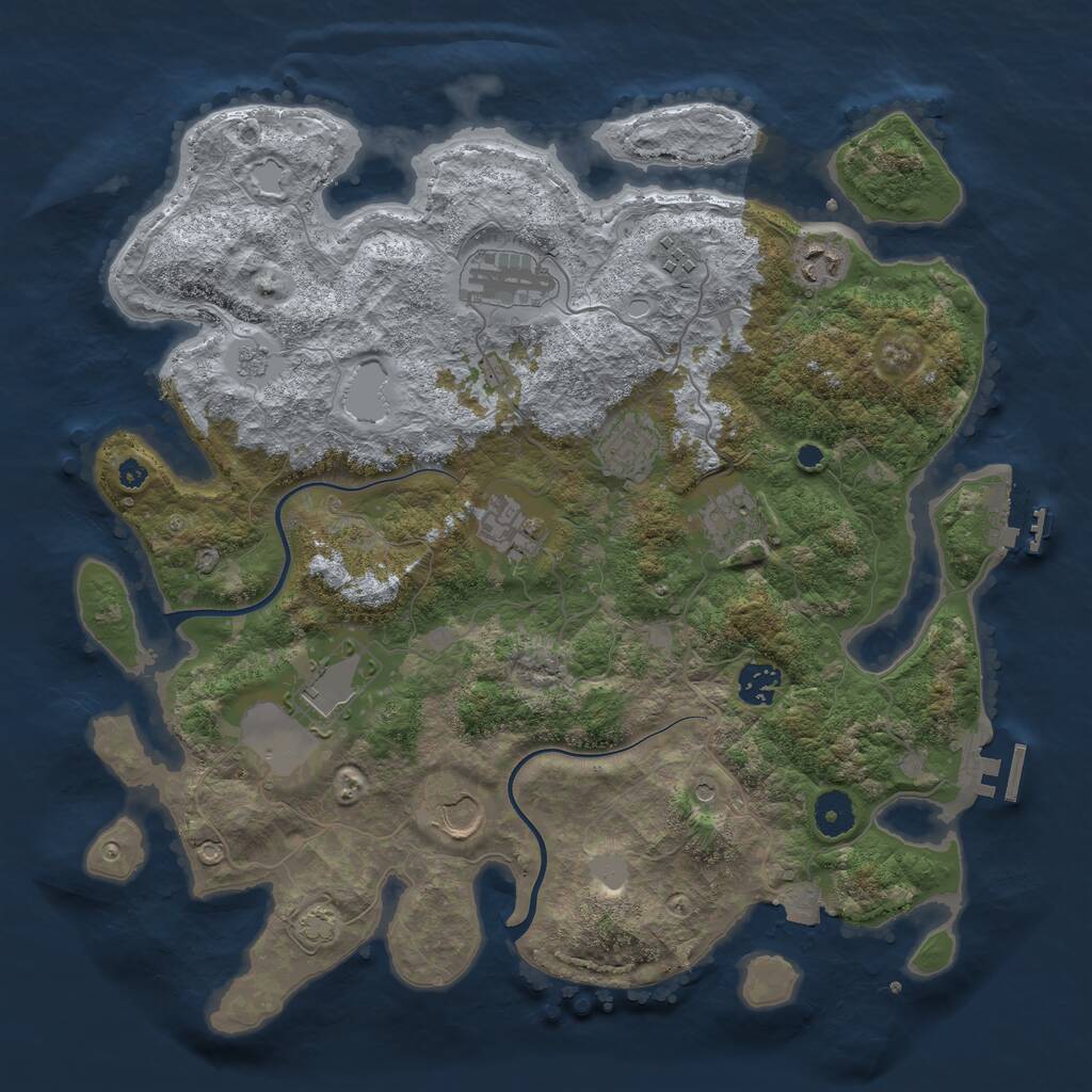 Rust Map: Procedural Map, Size: 3800, Seed: 5537, 15 Monuments