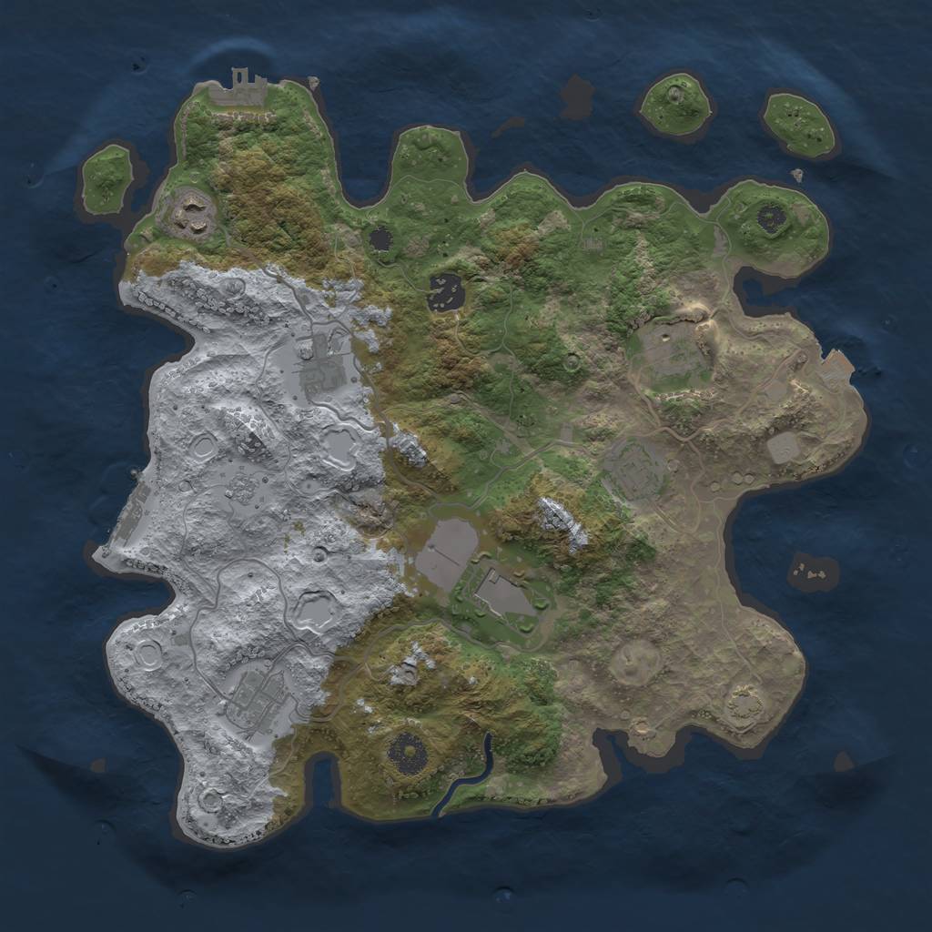 Rust Map: Procedural Map, Size: 3500, Seed: 365236974, 14 Monuments