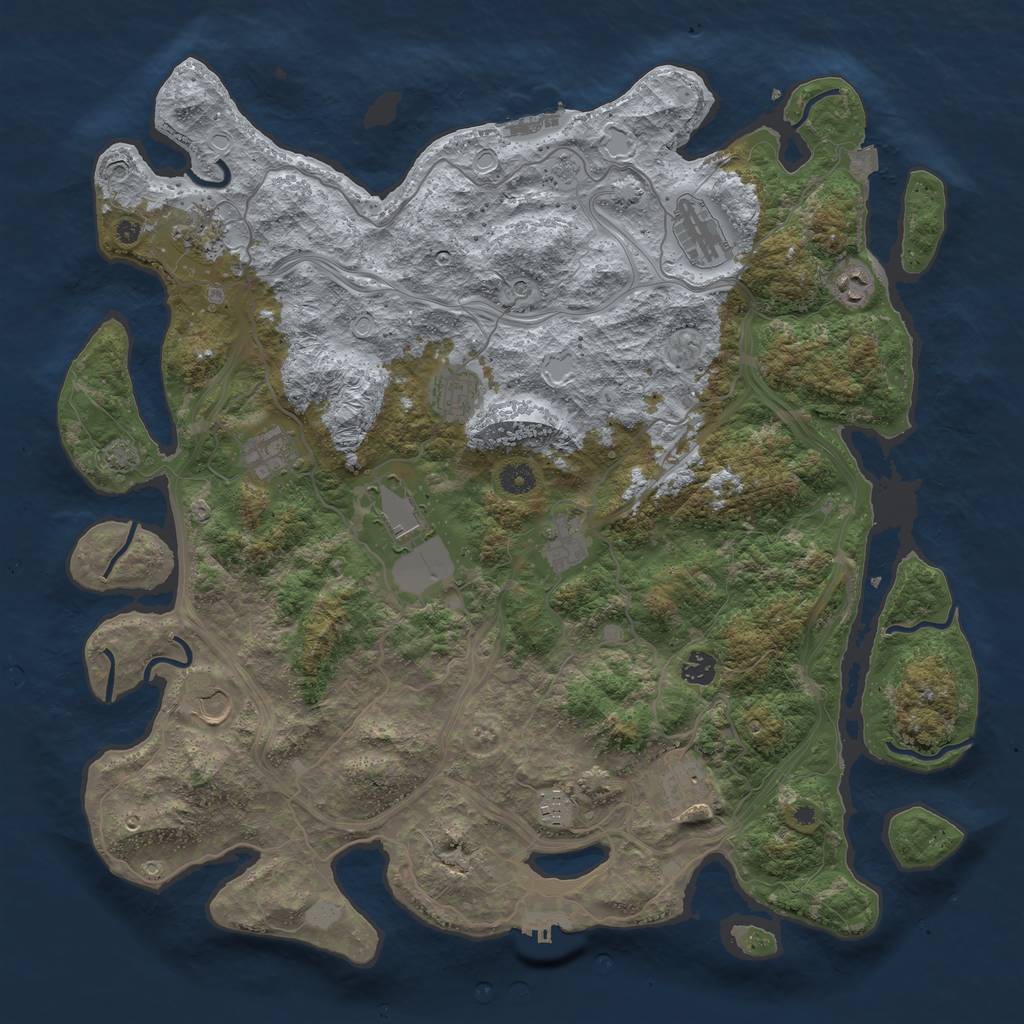 Rust Map: Procedural Map, Size: 4500, Seed: 1920951897, 19 Monuments