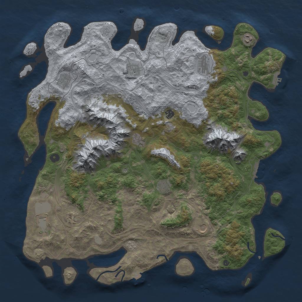 Rust Map: Procedural Map, Size: 5000, Seed: 133732, 19 Monuments