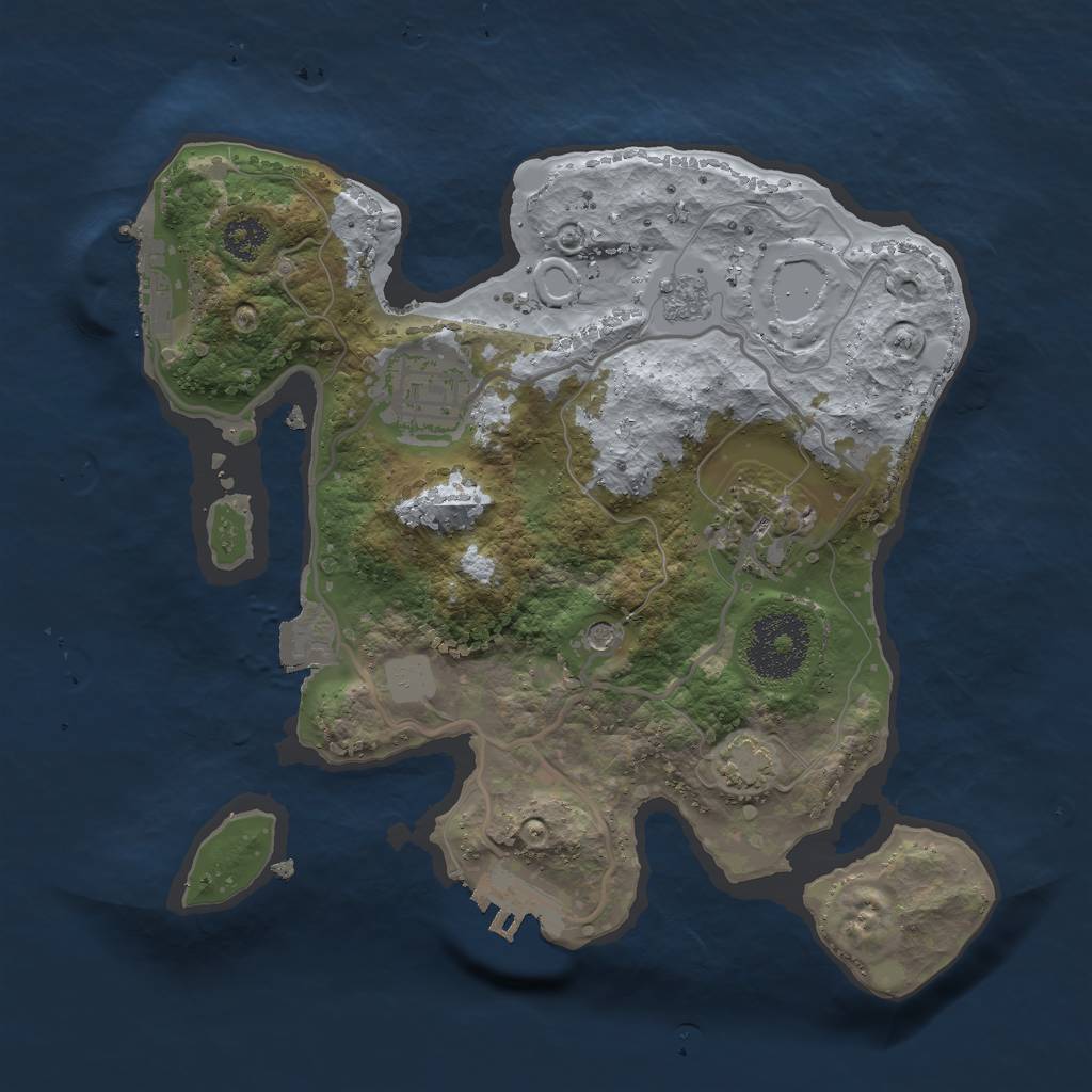 Rust Map: Procedural Map, Size: 2500, Seed: 7263673, 10 Monuments