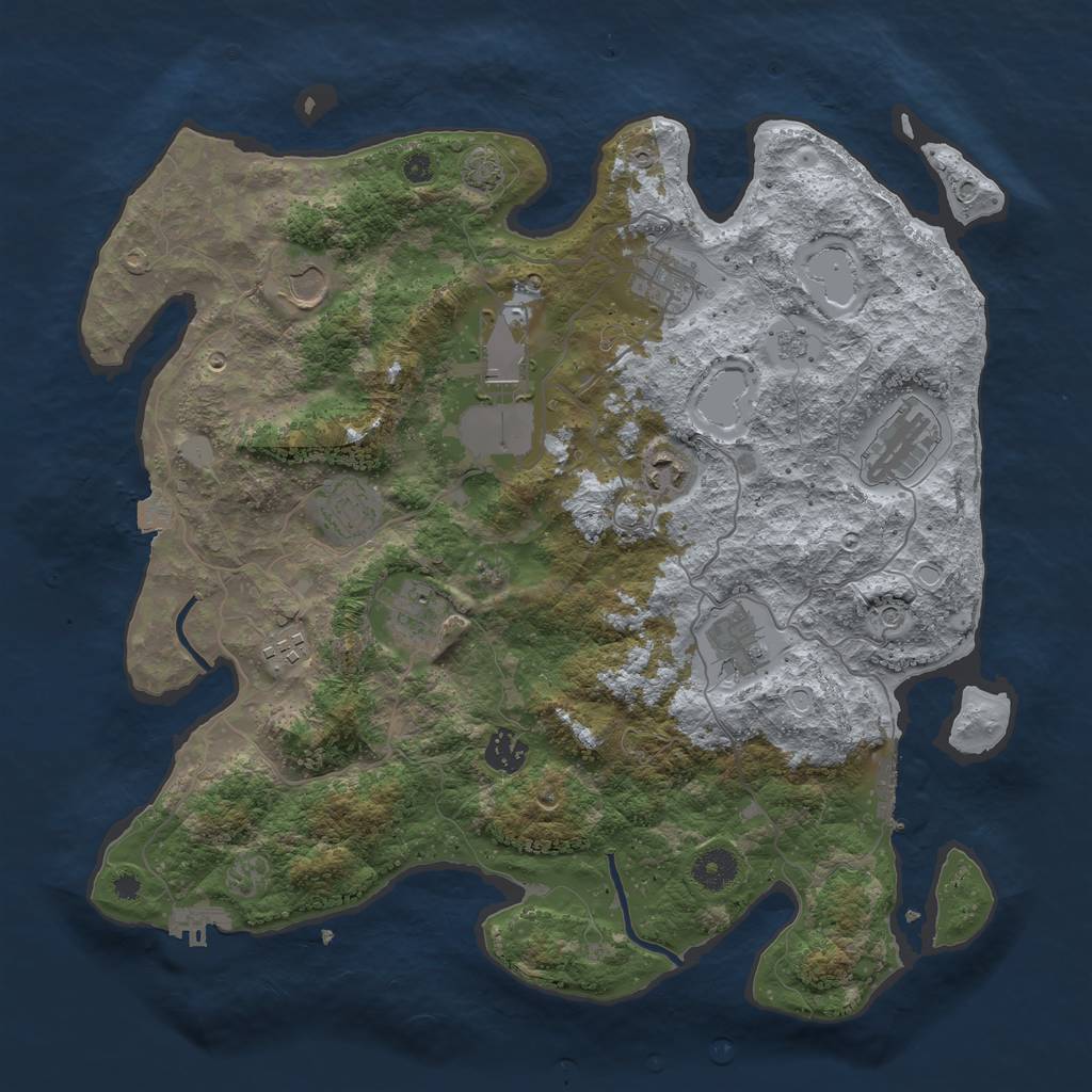 Rust Map: Procedural Map, Size: 3850, Seed: 58939420, 18 Monuments
