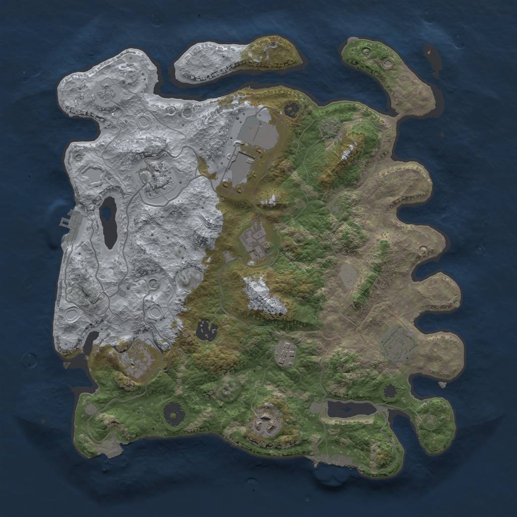 Rust Map: Procedural Map, Size: 3500, Seed: 475521366, 16 Monuments