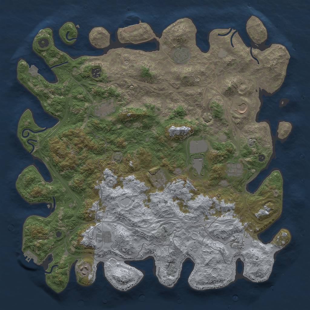 Rust Map: Procedural Map, Size: 4500, Seed: 1753504557, 19 Monuments