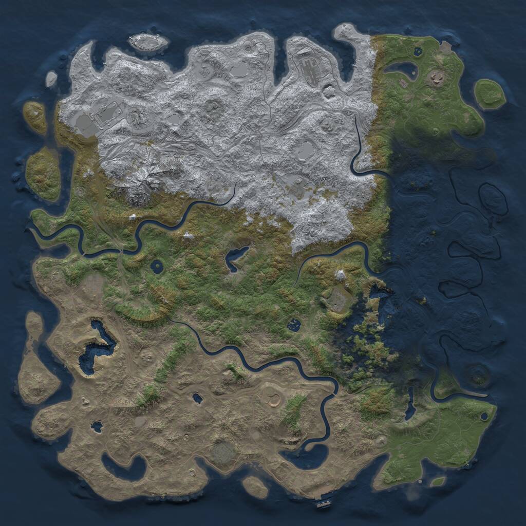Rust Map: Procedural Map, Size: 6000, Seed: 889050610, 17 Monuments