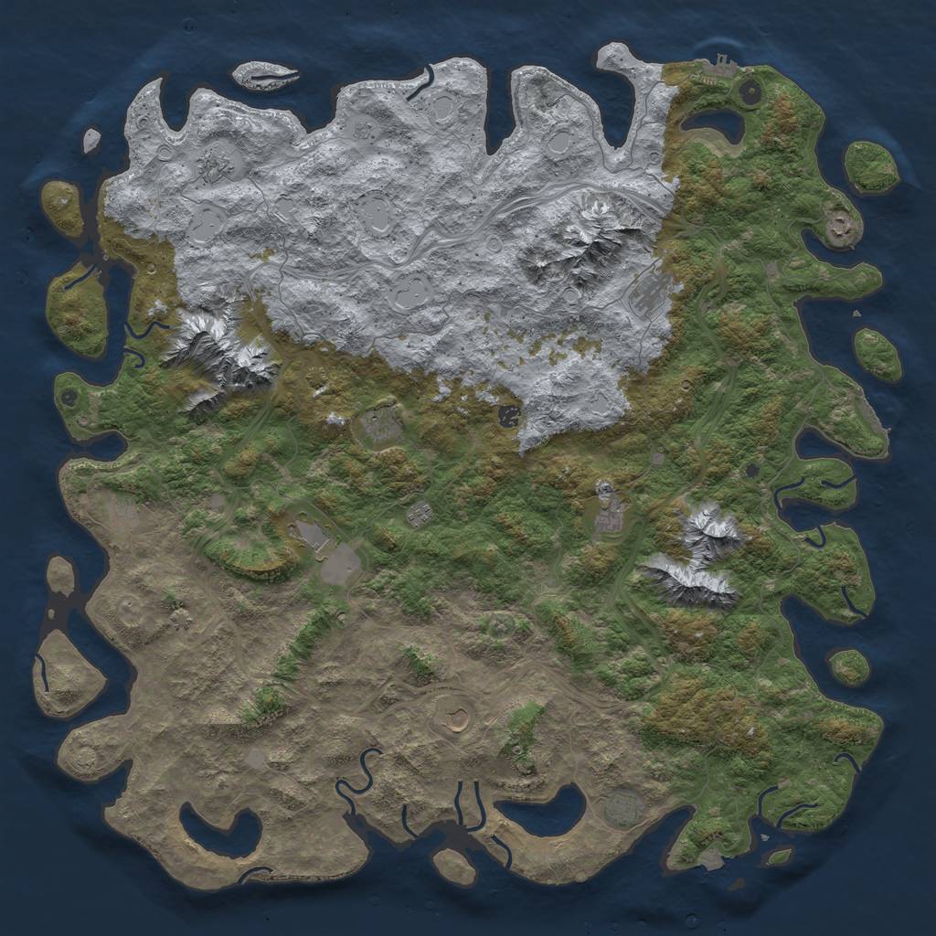 Rust Map: Procedural Map, Size: 6000, Seed: 889050610, 19 Monuments