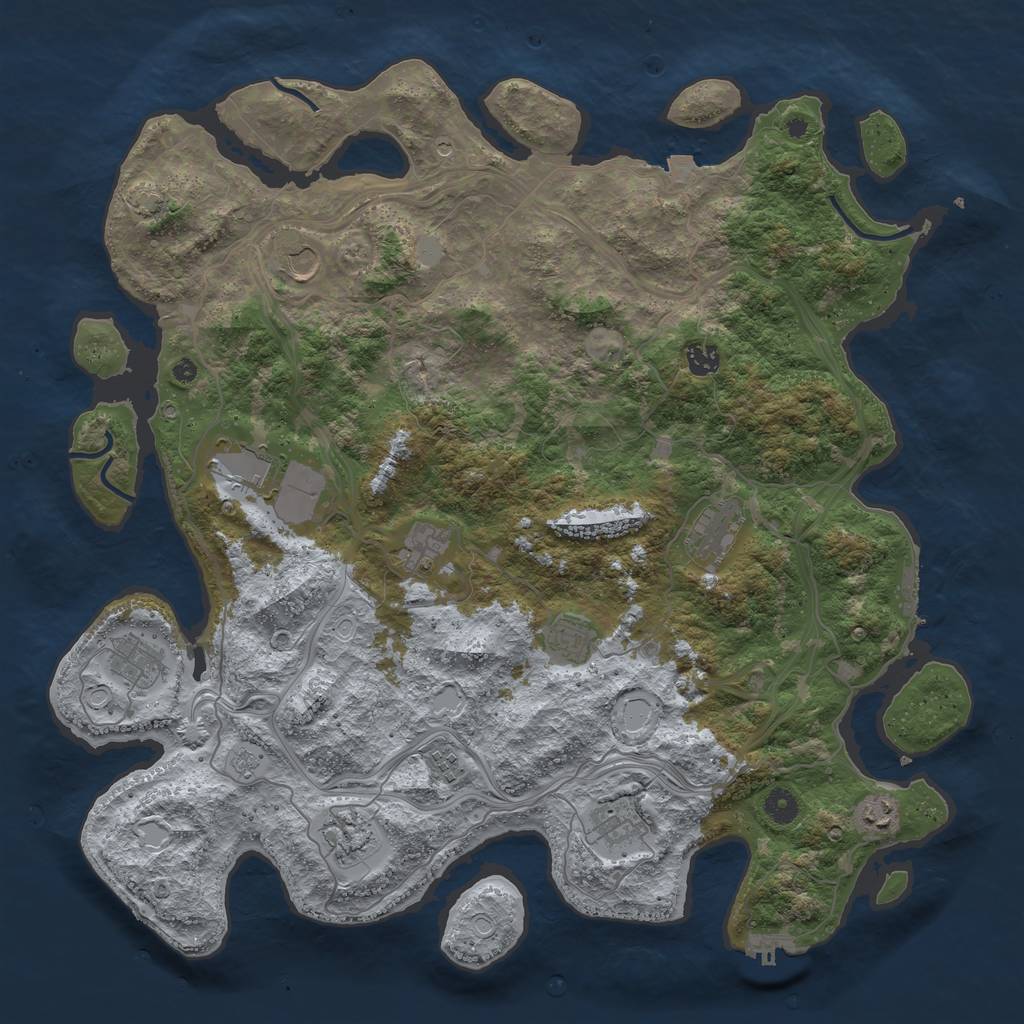 Rust Map: Procedural Map, Size: 4500, Seed: 609108433, 19 Monuments
