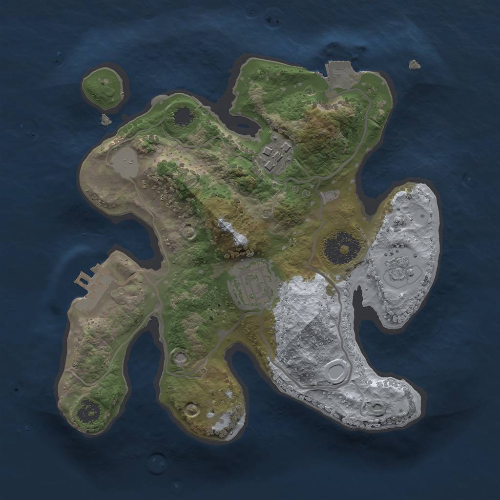 Rust Map: Procedural Map, Size: 2250, Seed: 370746975, 7 Monuments
