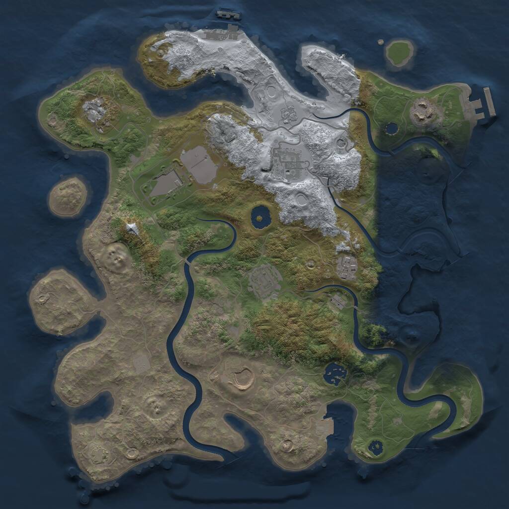 Rust Map: Procedural Map, Size: 3500, Seed: 10611132, 14 Monuments