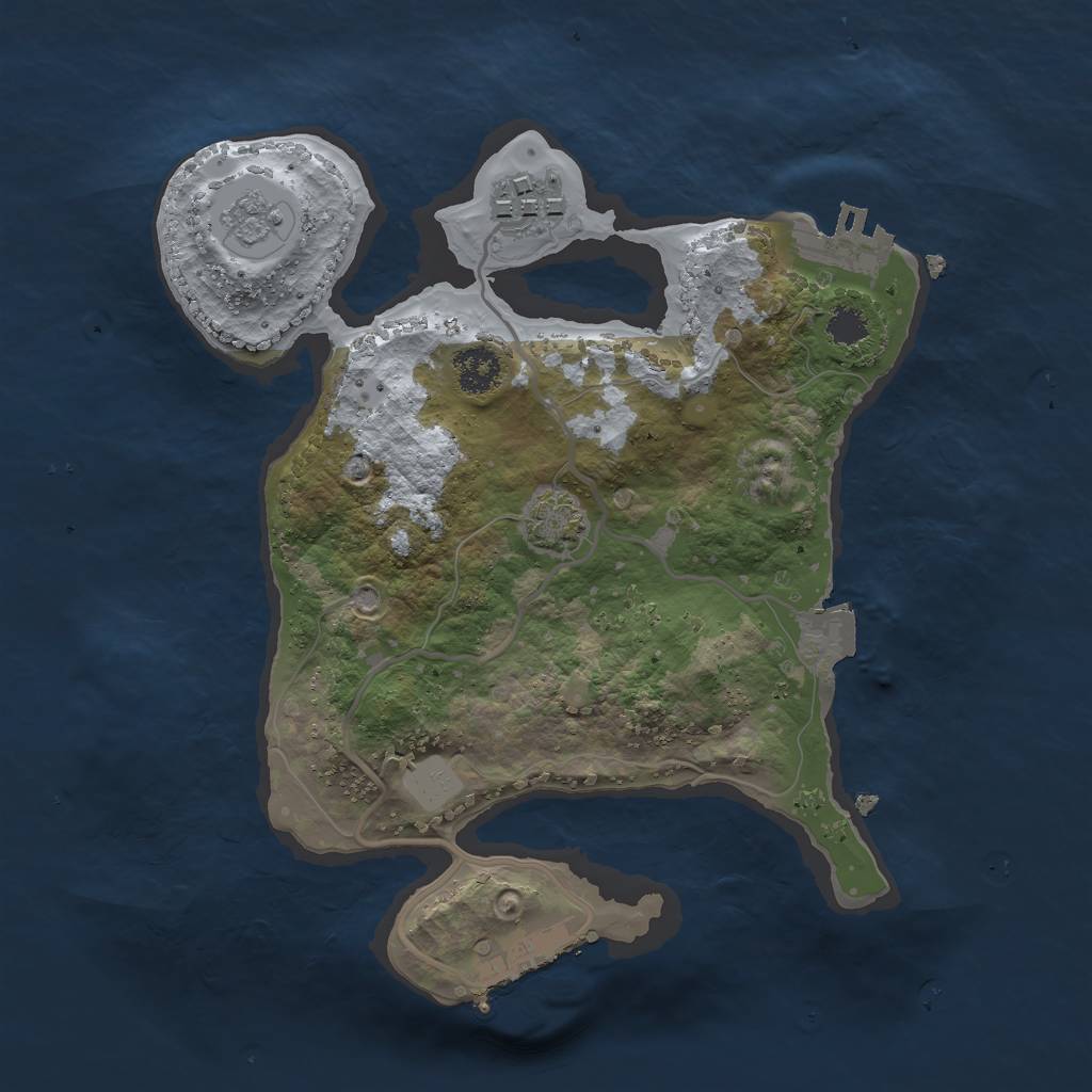 Rust Map: Procedural Map, Size: 2400, Seed: 736804089, 8 Monuments