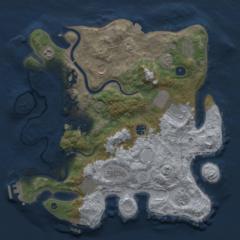 Rust Map: Procedural Map, Size: 3650, Seed: 39043447, 16 Monuments
