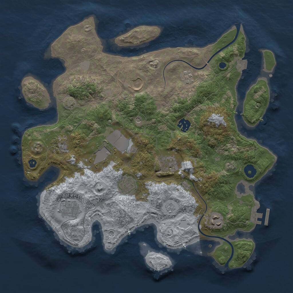 Rust Map: Procedural Map, Size: 3500, Seed: 11790163, 14 Monuments
