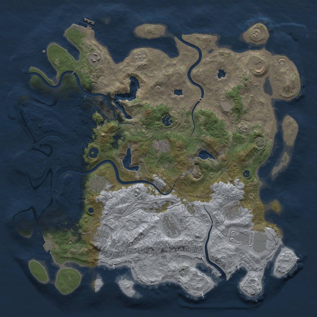 Rust Map: Procedural Map, Size: 4500, Seed: 1732734973, 16 Monuments