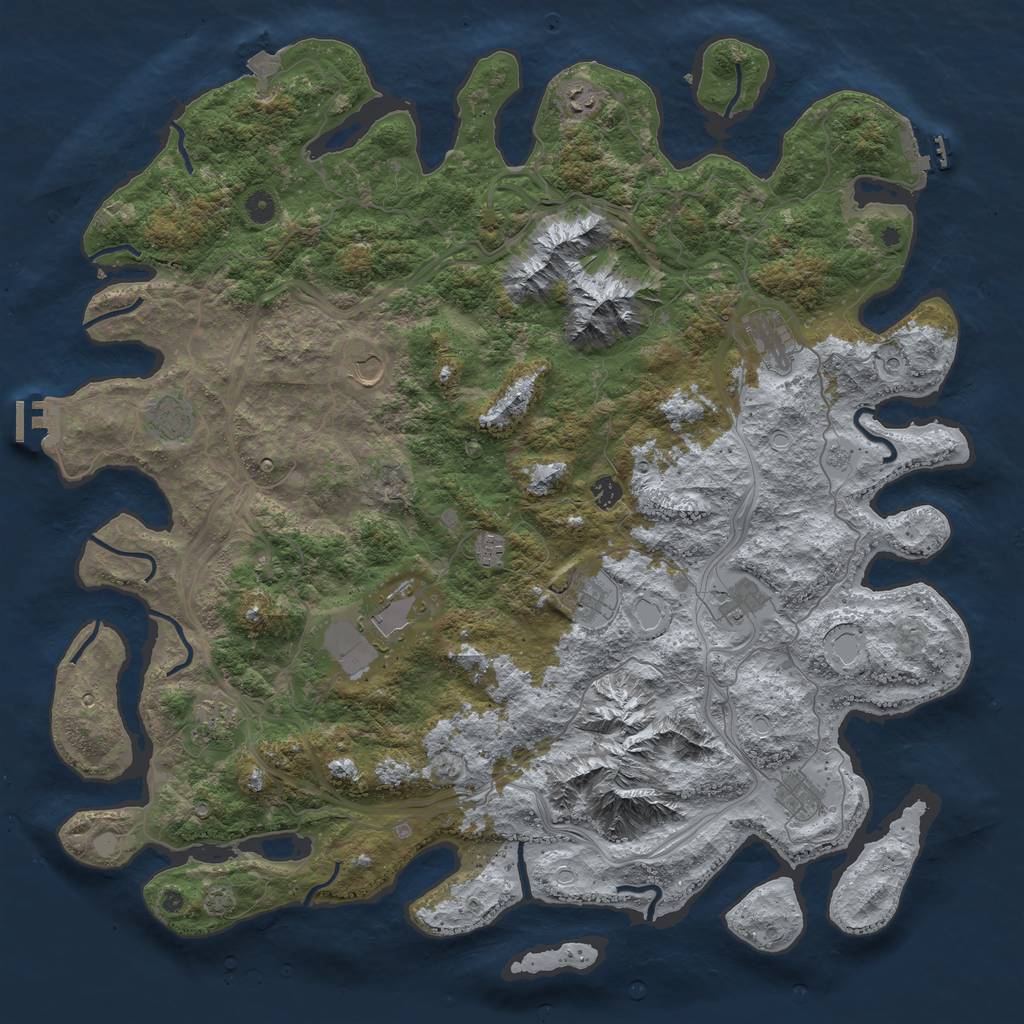 Rust Map: Procedural Map, Size: 5000, Seed: 742848690, 19 Monuments