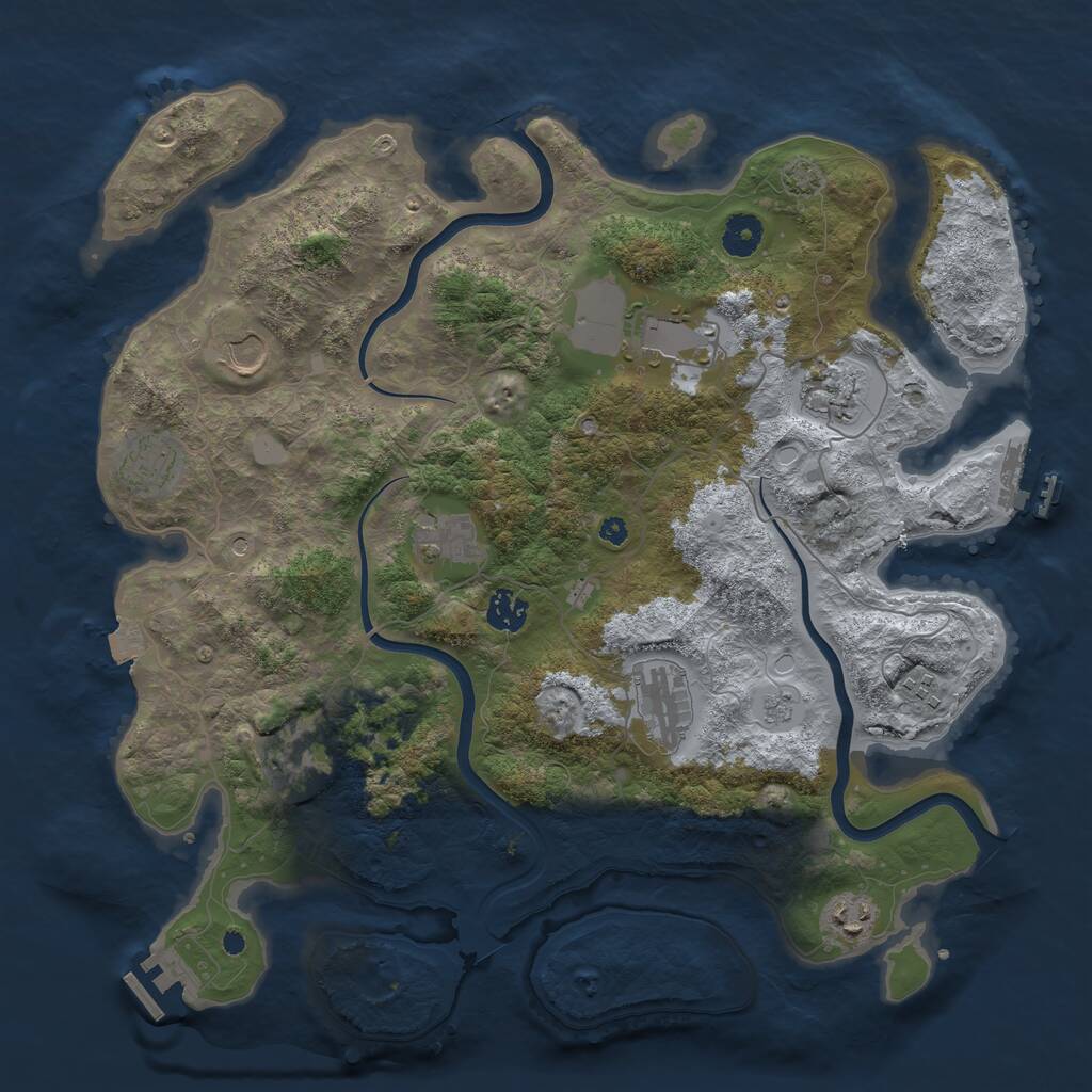 Rust Map: Procedural Map, Size: 3950, Seed: 39147658, 16 Monuments